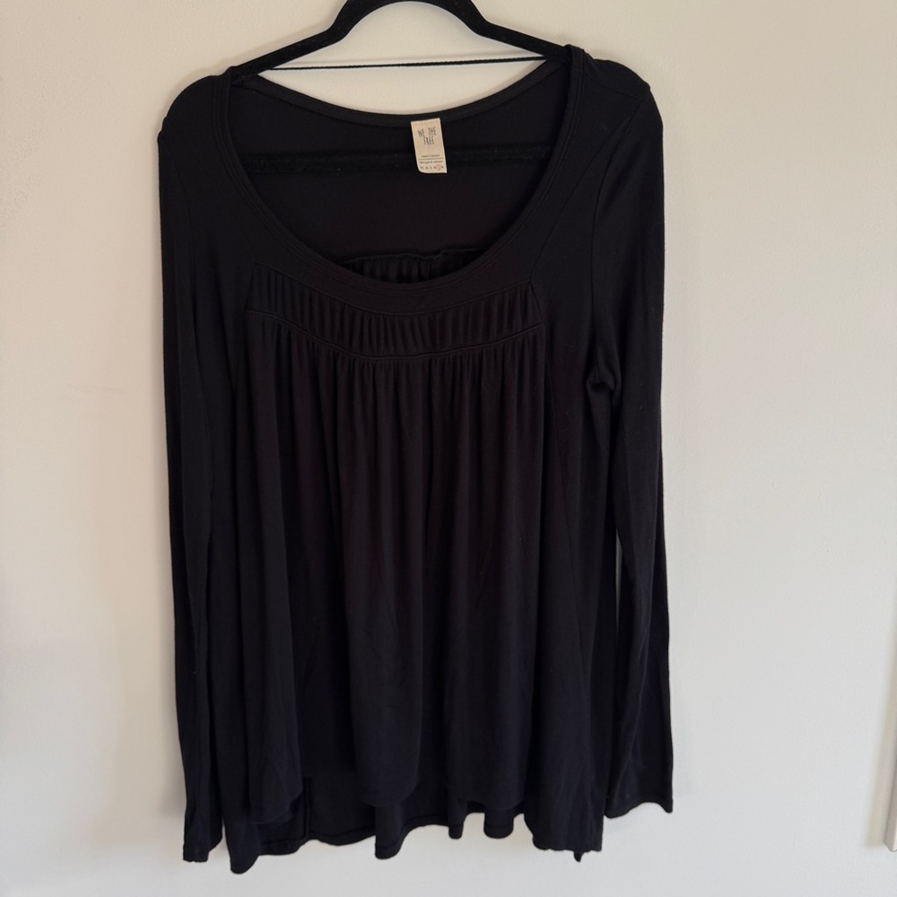 Free People We the Free Love Valley Long Sleeve Shirt Black Large